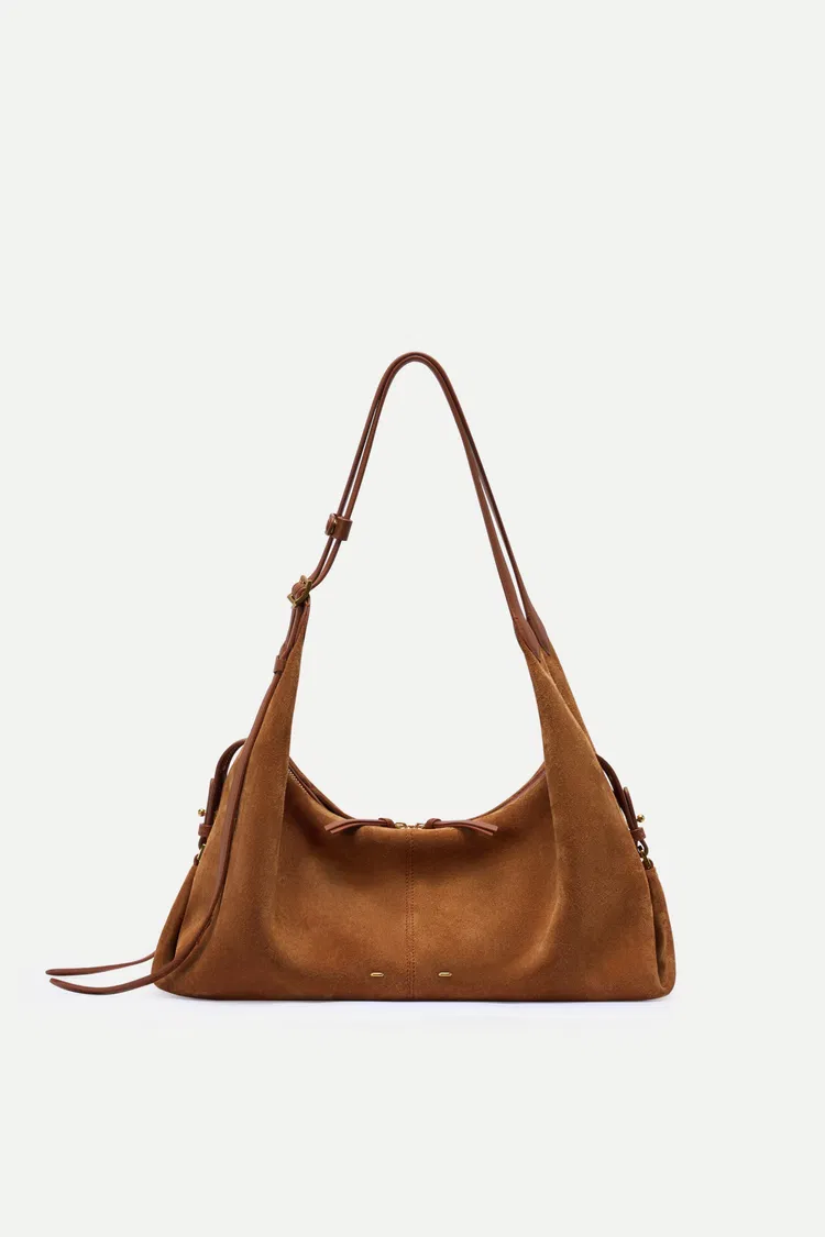 Aura Slouchy Medium Hobo Bag in Soft Velvety Suede