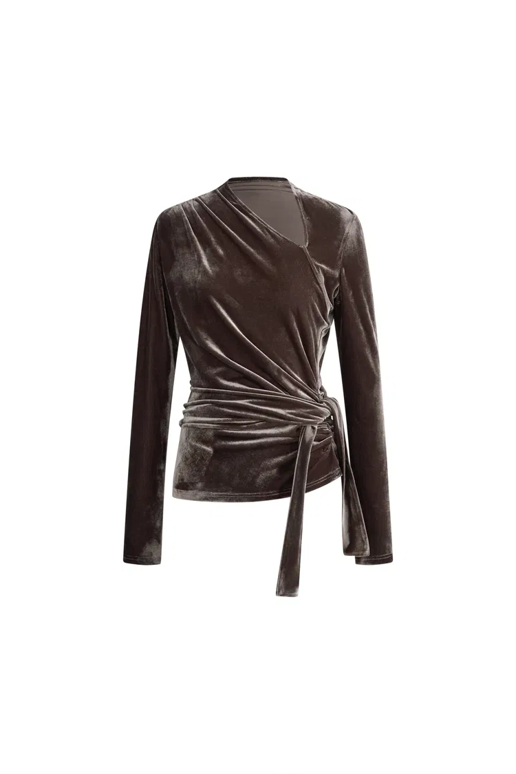 Selene Knot Top in Stretch Velvet