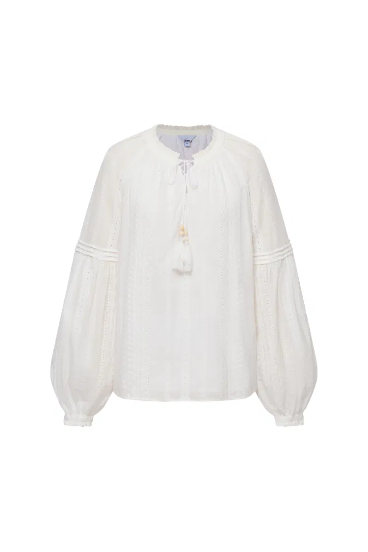 Vicky Puff Sleeve Top in Fine Cotton Voile