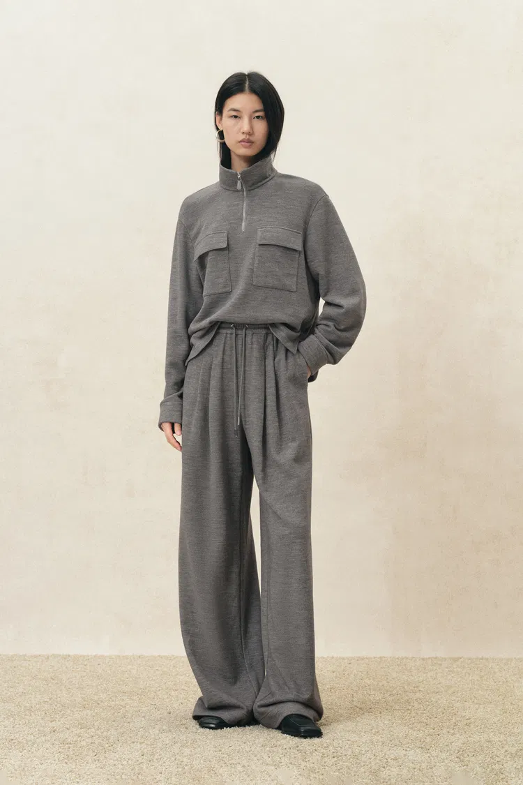 Isadora Half Zip Knit Top in Wool Blend