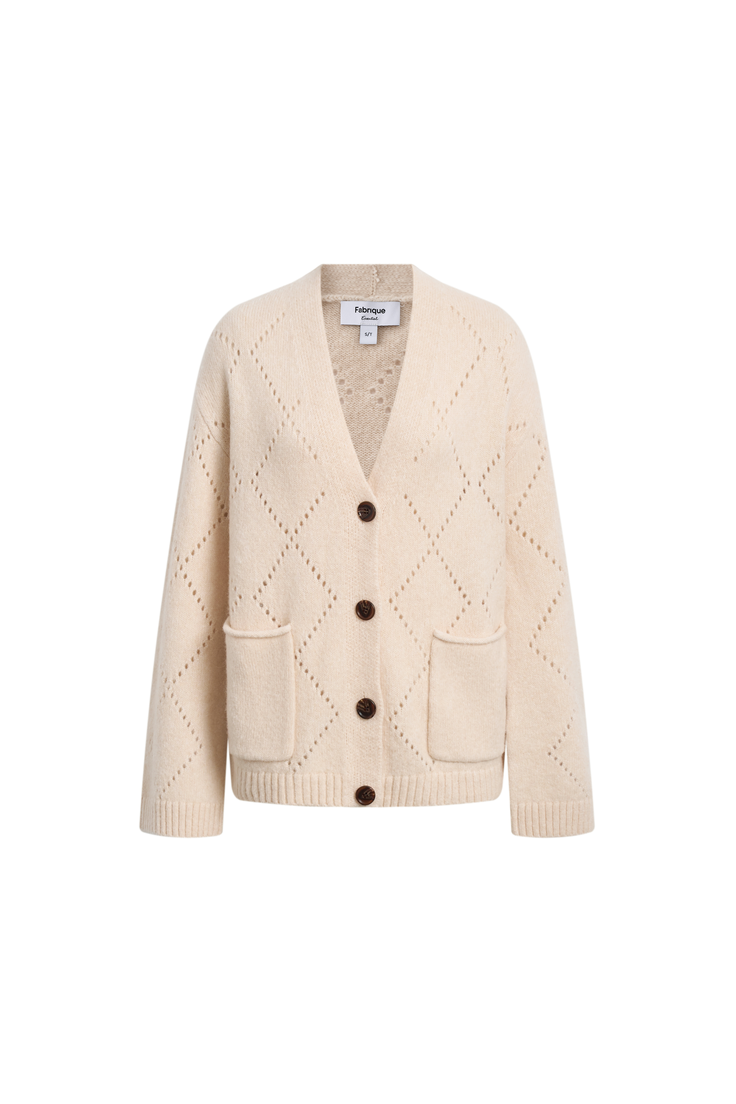 Kaia Argyle Openwork Cardigan in Wool Alpaca Blend – fbrq.com
