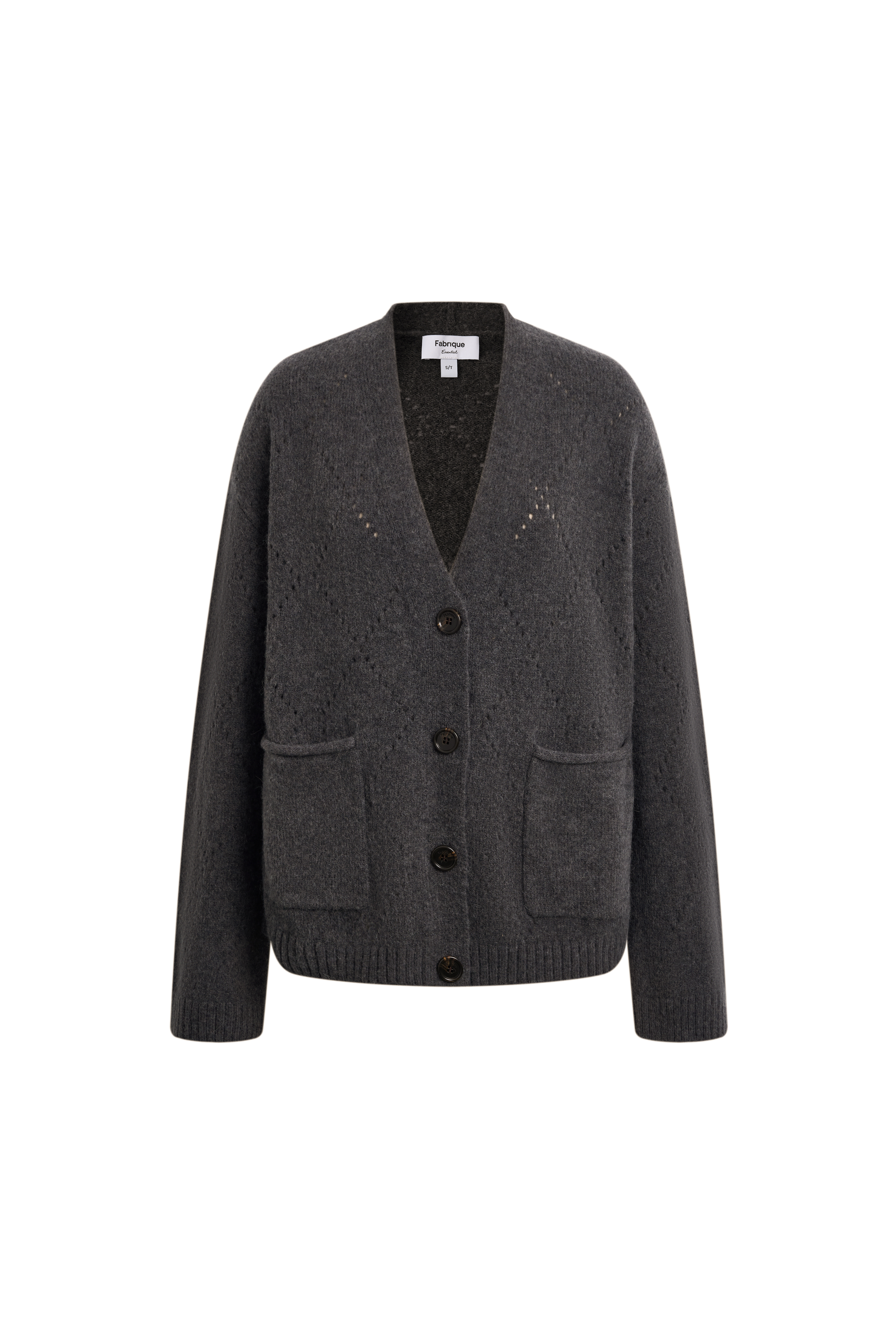 Kaia Argyle Openwork Cardigan in Wool Alpaca Blend – fbrq.com