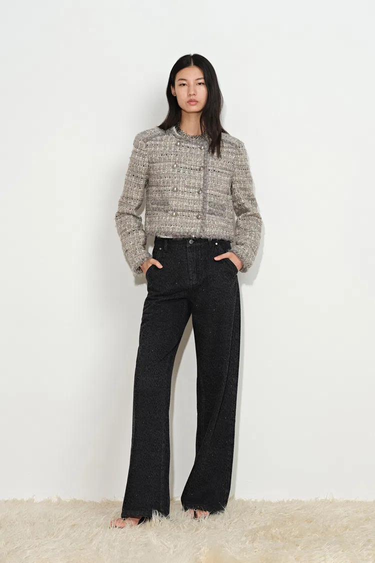 Pensée Double-Breasted Jacket in Lurex Tweed