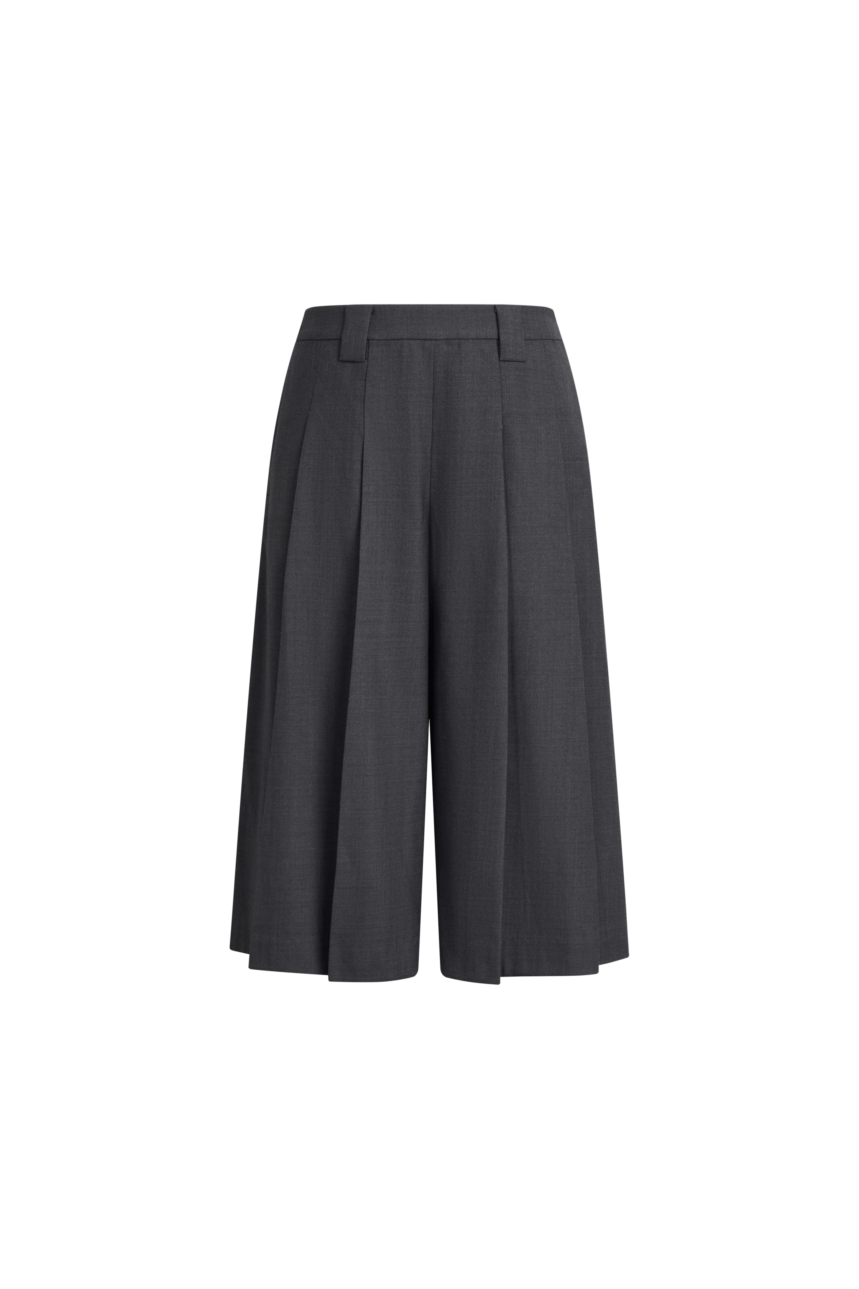 Yuri Wide Pleated Cropped Culottes in Wool Blend – fbrq.com